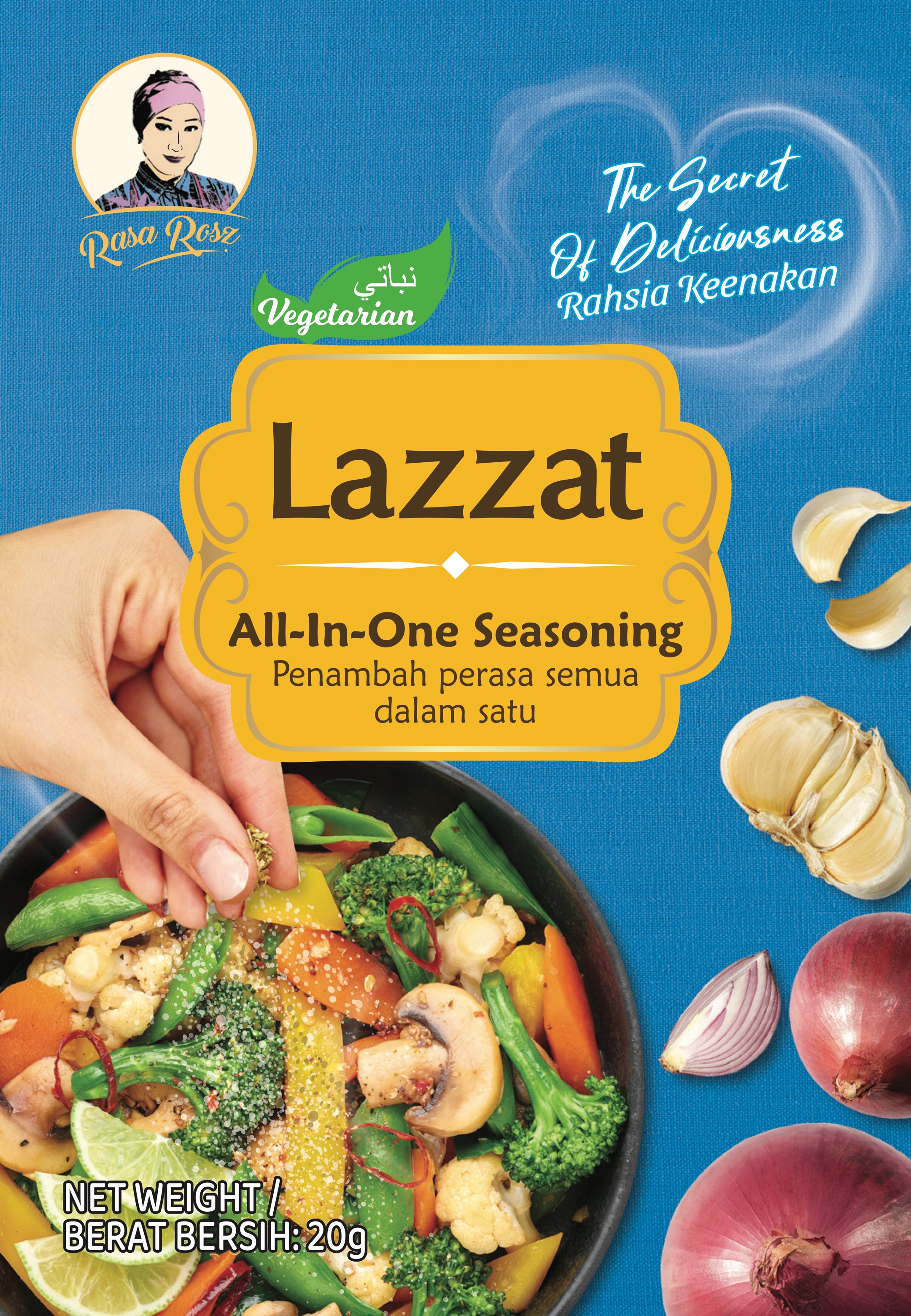 Lazzat Vegetarian All-In-One Seasoning — supplied label artwork
